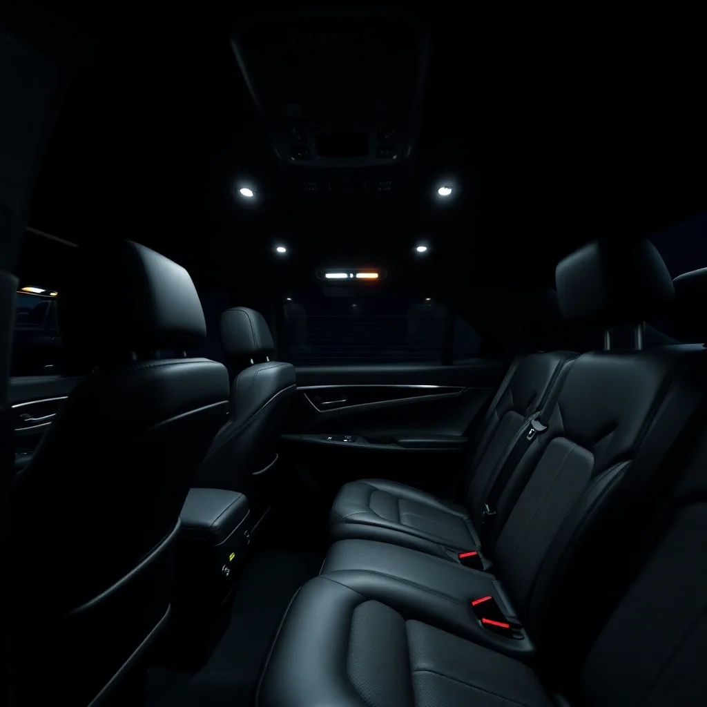 Luxury chauffeur vehicle interior with premium leather seating